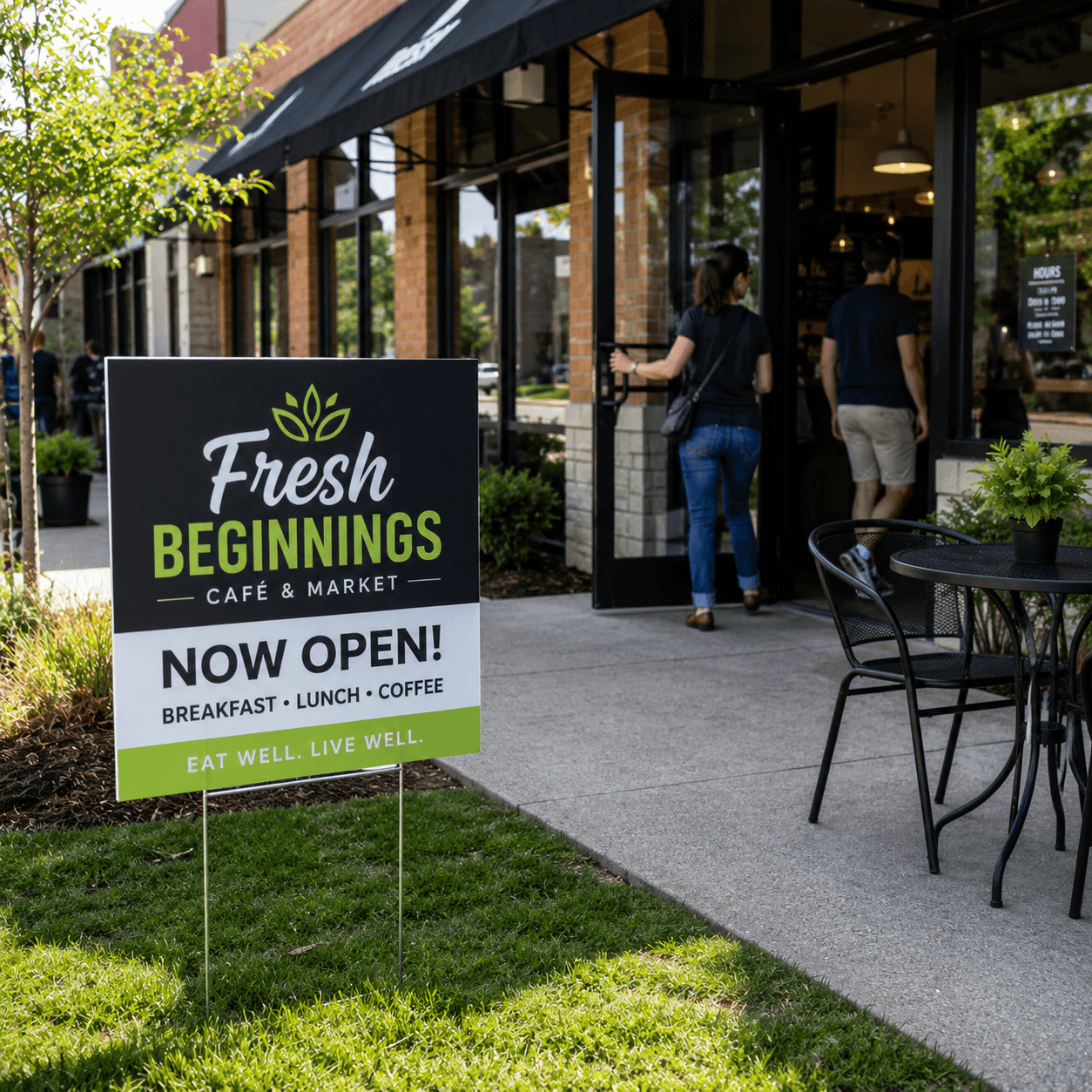 Custom coroplast yard sign used for local business advertising