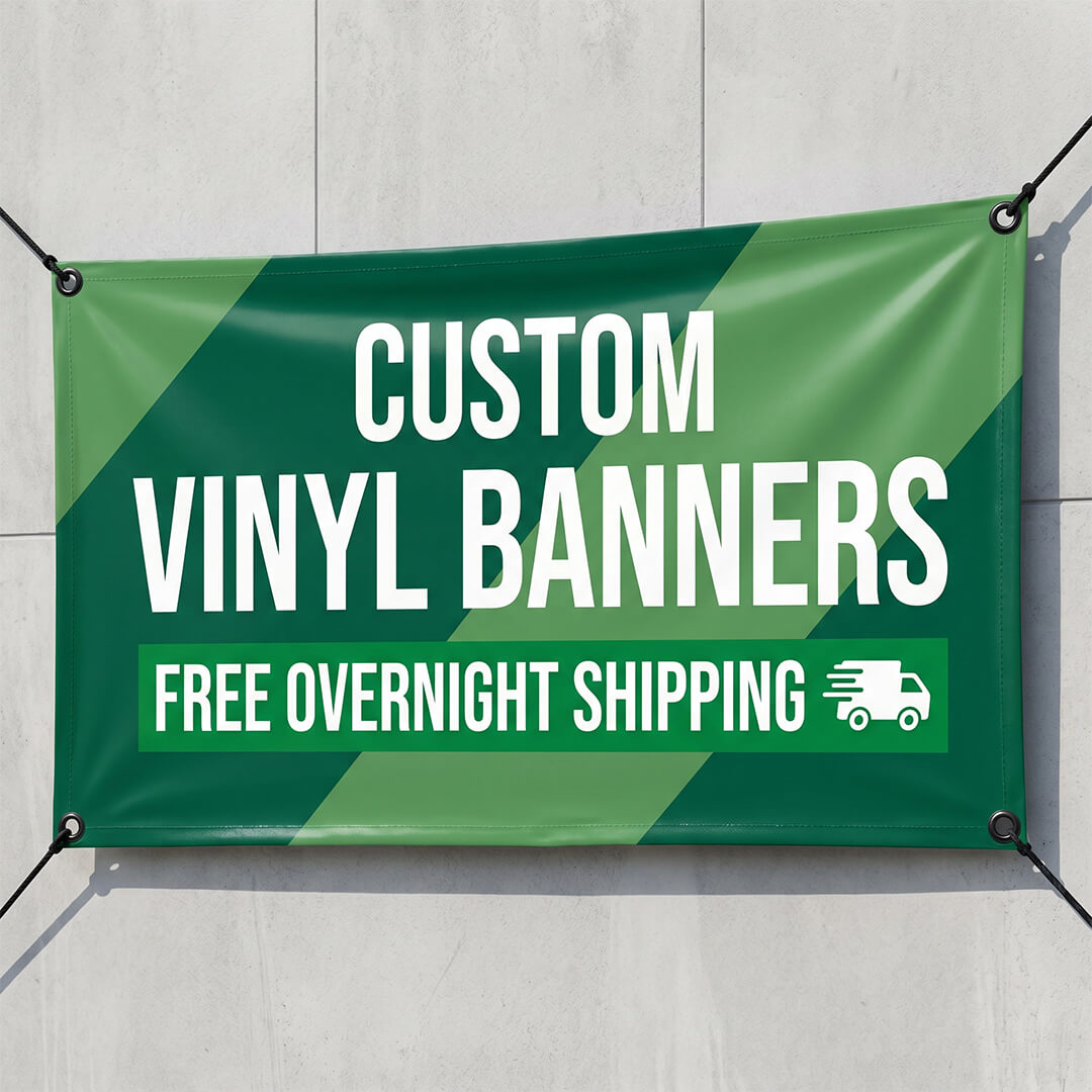 Custom vinyl banner printing with free overnight shipping