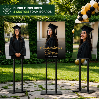 Graduation Foam Board Bundle (Set of 3) – Custom Photo Boards & Welcome Sign for Grad Party Decor