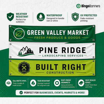 Custom Tent Banner | Vinyl Canopy Banner with Grommets | Event, Vendor & Business Sign