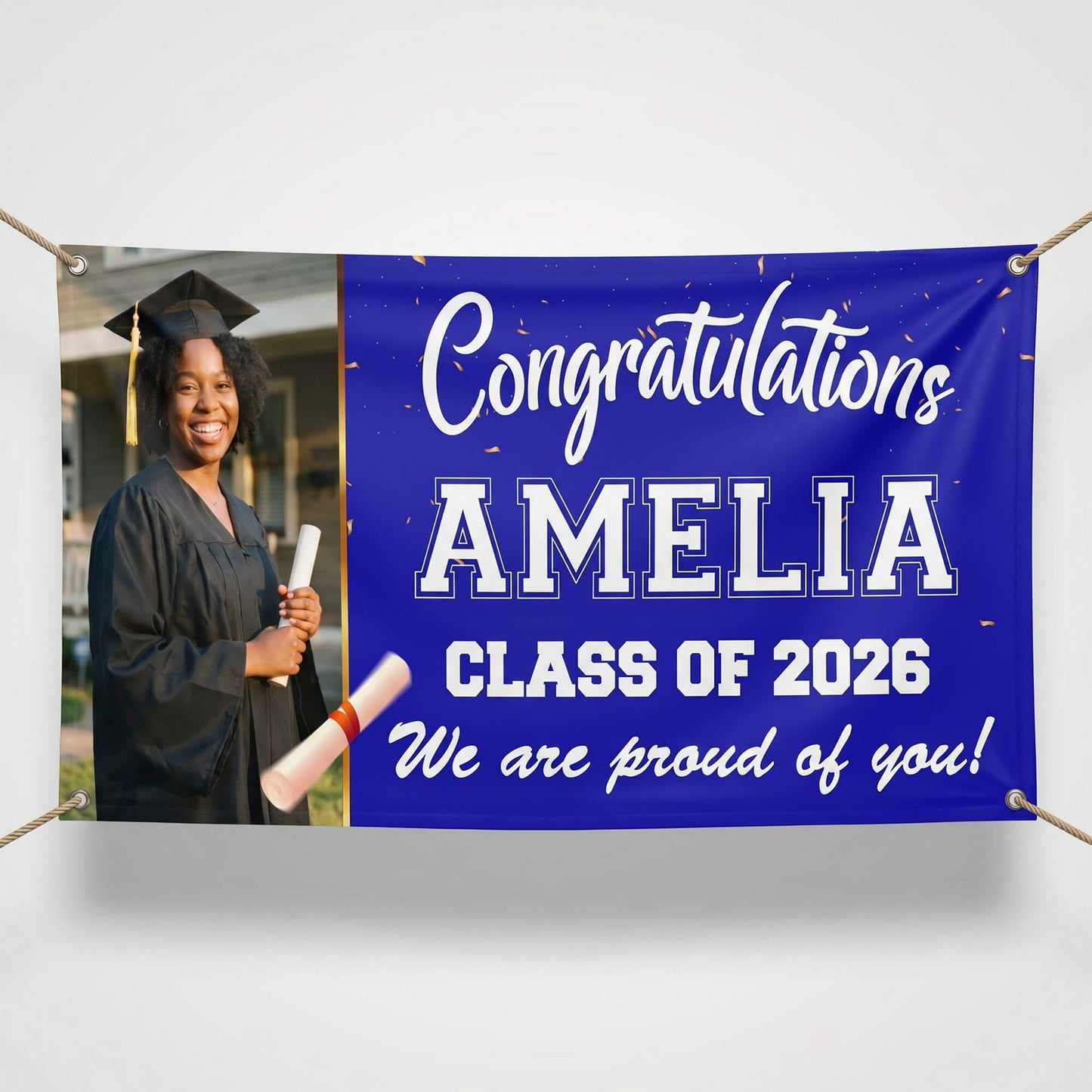 Custom Graduation Banner with Photo, Name & Text – Class of 2026 Personalized Banner