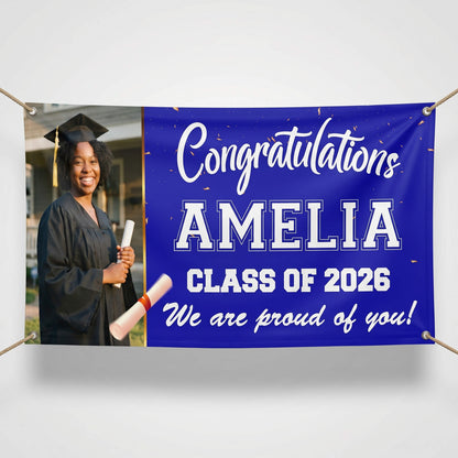 Custom Graduation Banner with Photo, Name & Text – Class of 2026 Personalized Banner