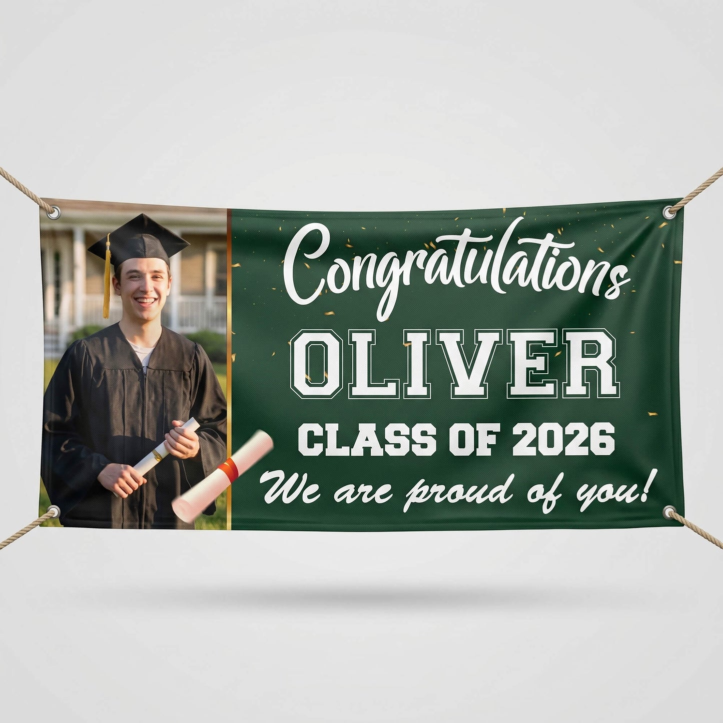 Custom Graduation Banner with Photo, Name & Text – Class of 2026 Personalized Banner